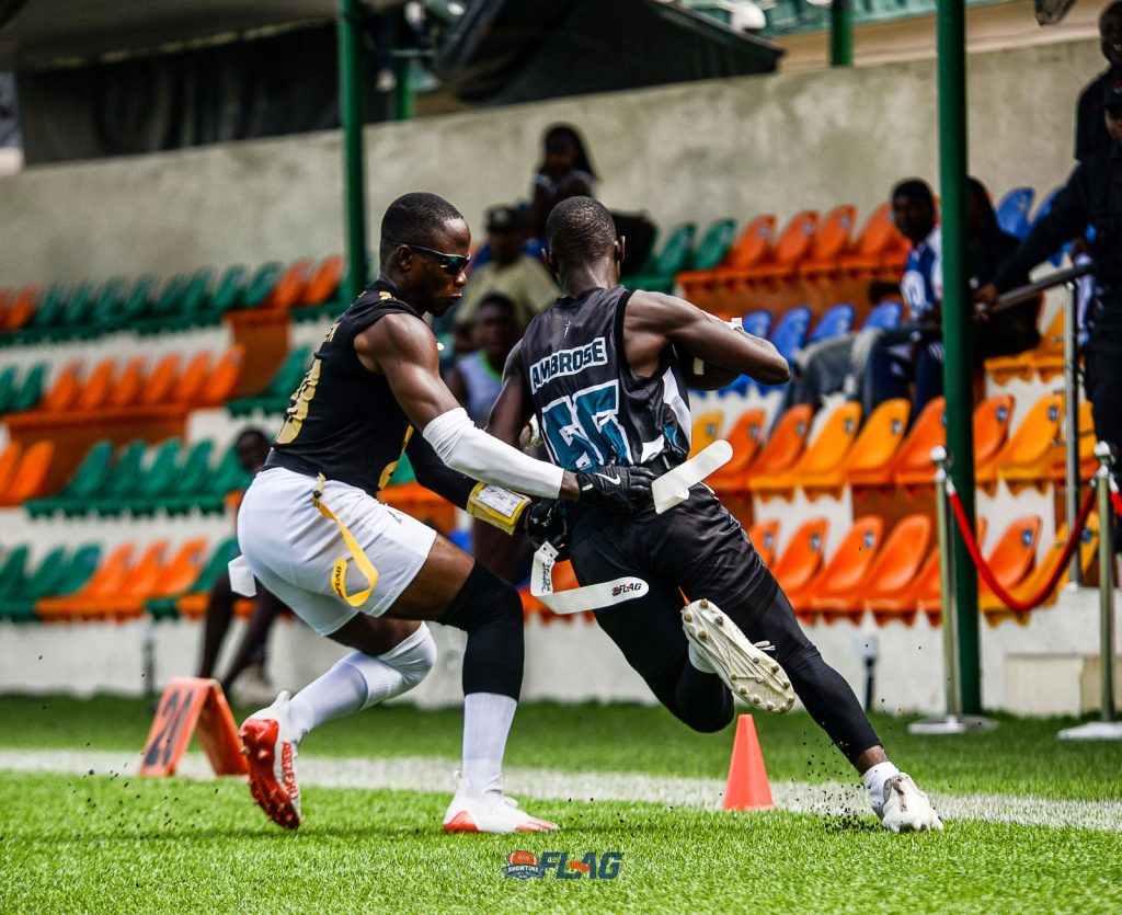 Flag football players in action during Matchday 4 of the Showtime Summer Series in Lagos, organized by the Nigeria Flag Football Federation