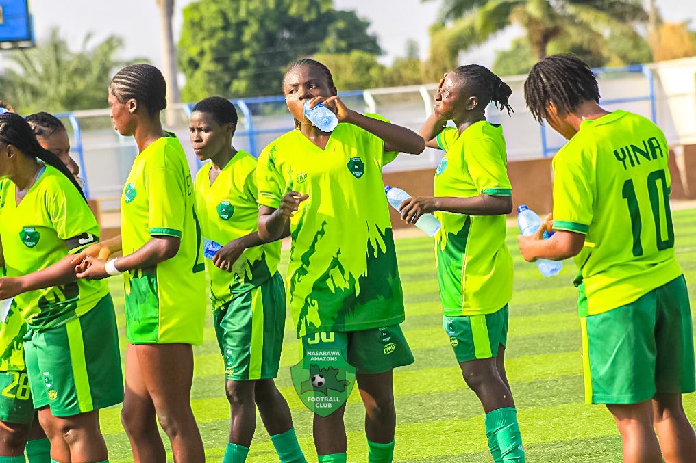 NWFL Super 6 Showdown: All Eyes on Uyo, Asaba, Lafia and Umuahia in a Decisive Week 13 Nasarawa Amazons players take a cooling break during their NWFL match against Confluence Queens as they battle for Super 6 qualification.