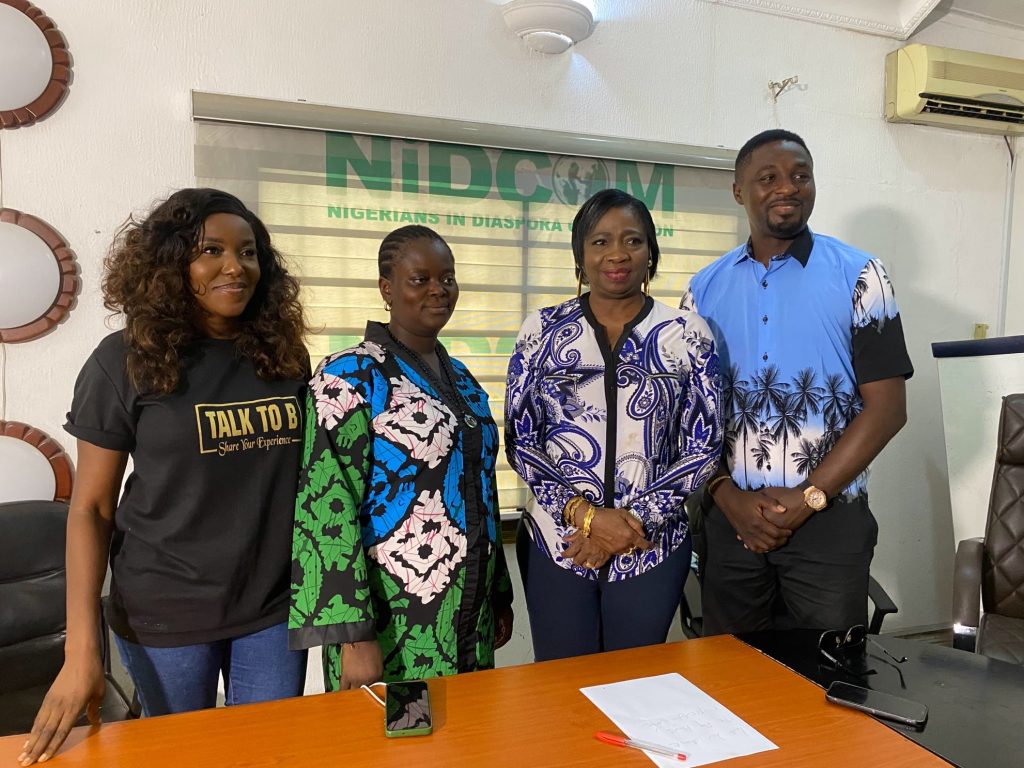 Biola Adebayo, Adeola, Abike Dabiri-Erewa, and Niyi Johnson during Adeola’s reunion after rescue from human trafficking in Mali