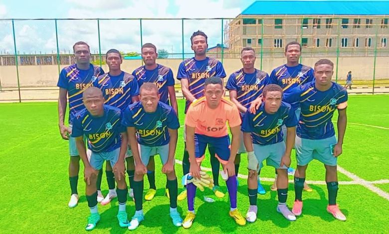 Bison FC lineup before their NLO match at Maracana Stadium, showcasing their starting players in a tactical formation