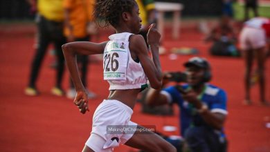 Hephzibah Okon sprinting on the track during the women’s 400m event at the Gateway Games in Abeokuta.
