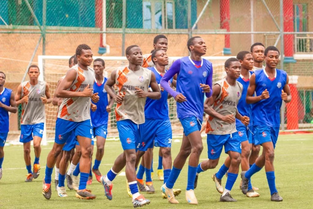 Imperial FC players in training session ahead of their NLO One match at Ebiede Stadium, Sagamu