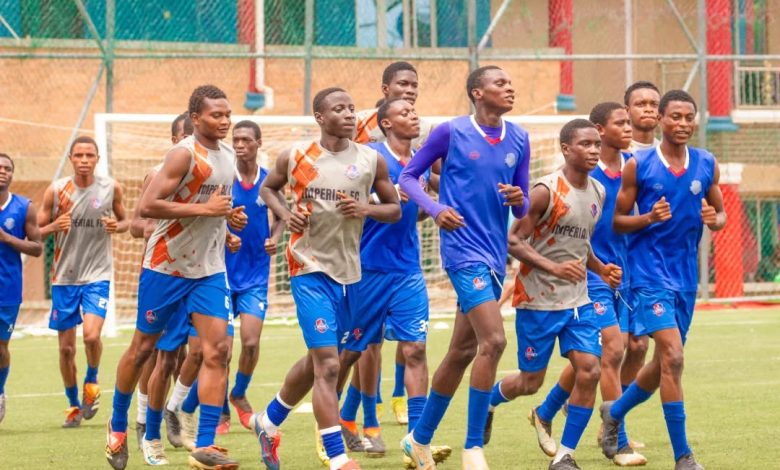 Imperial FC players in training session ahead of their NLO One match at Ebiede Stadium, Sagamu