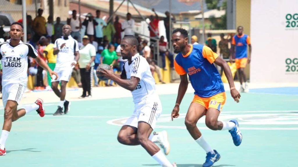 Team Lagos handball players in action against Sokoto State during the National Sports Festival in Abeokuta