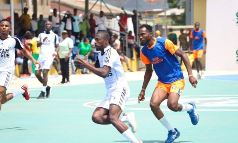 Team Lagos handball players in action against Sokoto State during the National Sports Festival in Abeokuta