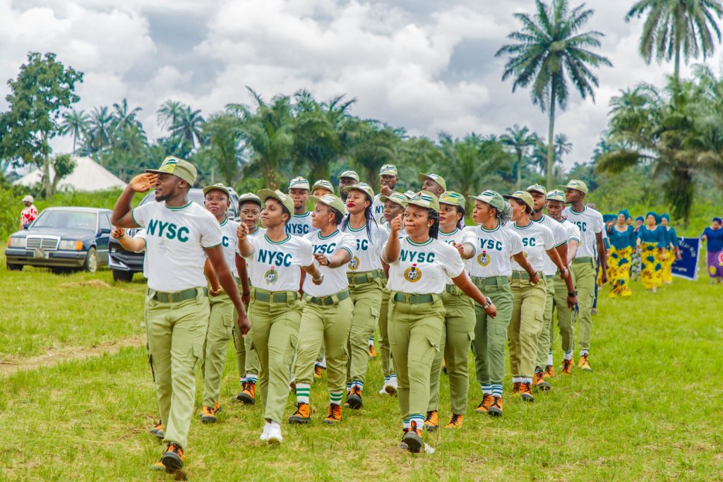 National Youth Service Corps (NYSC) members during their Passing Out Parade (POP), celebrating the completion of their one-year service in Nigeria