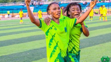 Akekoromowei and teammate jubilantly celebrate her goal against Edo Queens on the final day of the NWFL regular season.