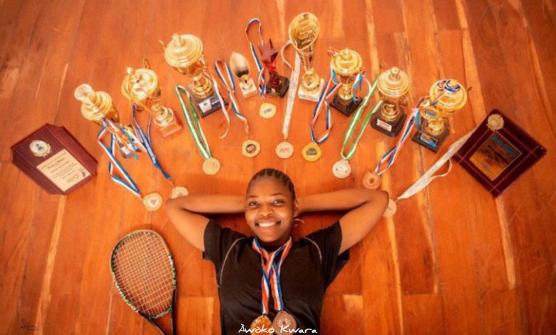 Rofiat Abdulazeez proudly displays her medals and laurels after dominating the squash events at the 2024 National Sports Festival in Abeokuta.