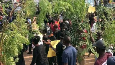 A group of protesters hold placards during a demonstration against the mass killings in Benue State, Nigeria.