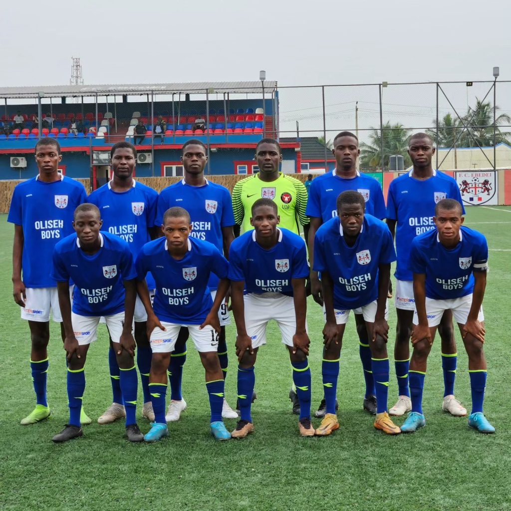 FC Ebedei players line up for a pre-match photo before facing Stormers SC in the NLO playoff