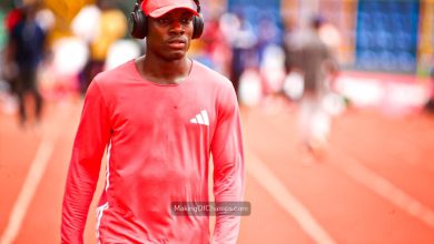 Favour Ashe getting ready for his race