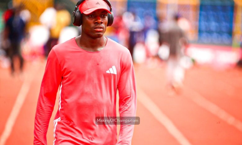 Favour Ashe getting ready for his race