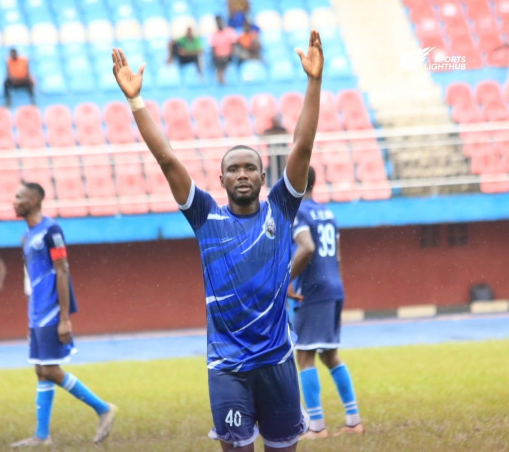 NNL Super 8 Day 2 Drama: Yobe Desert Stars and Osun United Edge Closer to NPFL Promotion Jude Ebohon celebrates after scoring his second goal against Kun Khalifa FC in the NNL Super 8 playoff