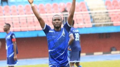 Jude Ebohon celebrates after scoring his second goal against Kun Khalifa FC in the NNL Super 8 playoff