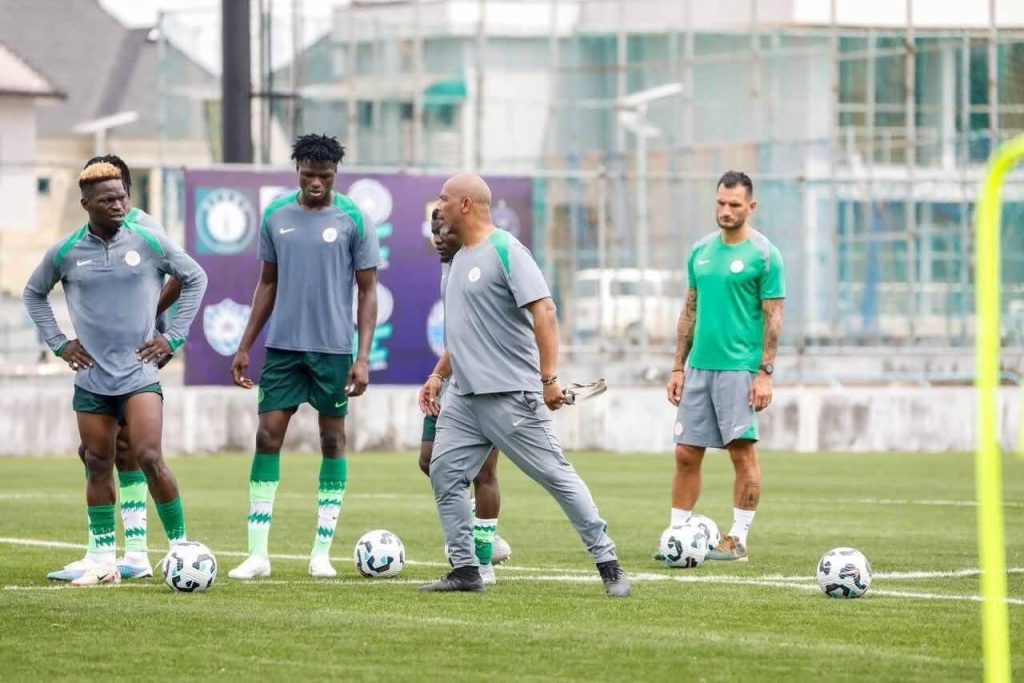 Eric Chelle Names Star-Studded Super Eagles B Squad for 2024 CHAN in East Africa Eric Chelle with some Super Eagles B in training