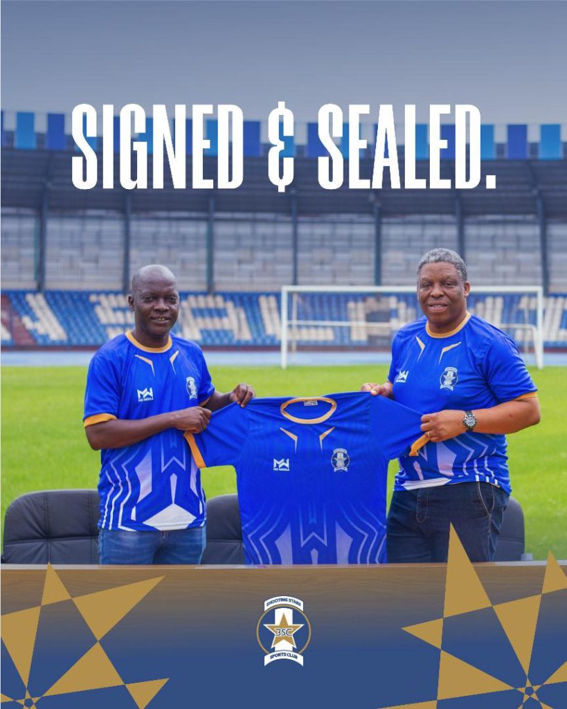 The Club Chairman, Chief Taiwo Lekan Salami unveiled Coach Nurudeen Aweroro as Head Coach of Shooting Stars