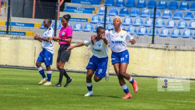 Opeyemi Ajakaiye celebrated her goal with Kemi Adegbuyi in the NWFL Premiership Matchday Five